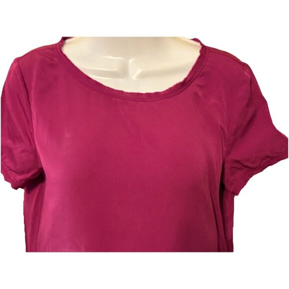 Theory Blouse Womens Purple Silk Short Sleeve Top Career Classic - Picture 4 of 4
